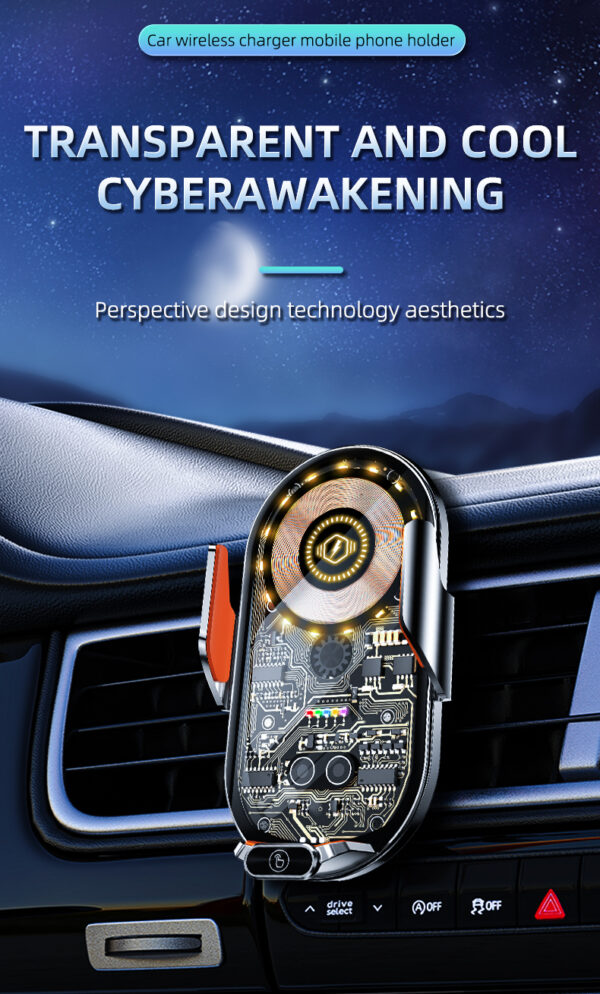 New  Vehicle Perspective Design 15W Car Mobile phone  wireless charging Holder-C13 - Image 2