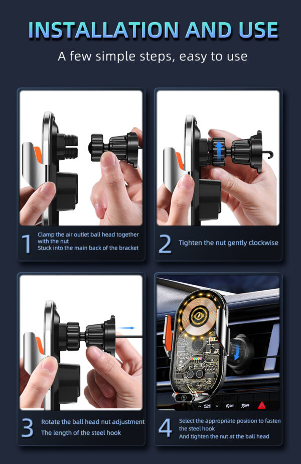 New  Vehicle Perspective Design 15W Car Mobile phone  wireless charging Holder-C13 - Image 14