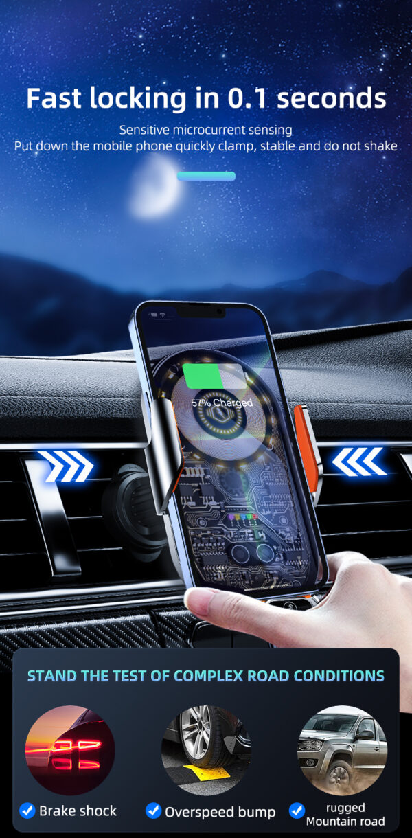 New  Vehicle Perspective Design 15W Car Mobile phone  wireless charging Holder-C13 - Image 4
