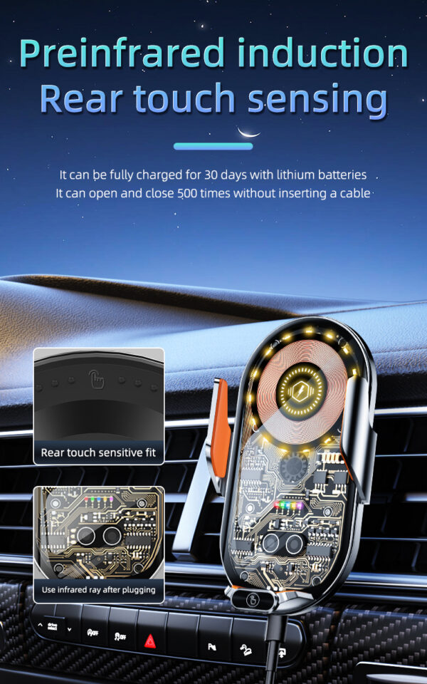 New  Vehicle Perspective Design 15W Car Mobile phone  wireless charging Holder-C13 - Image 5