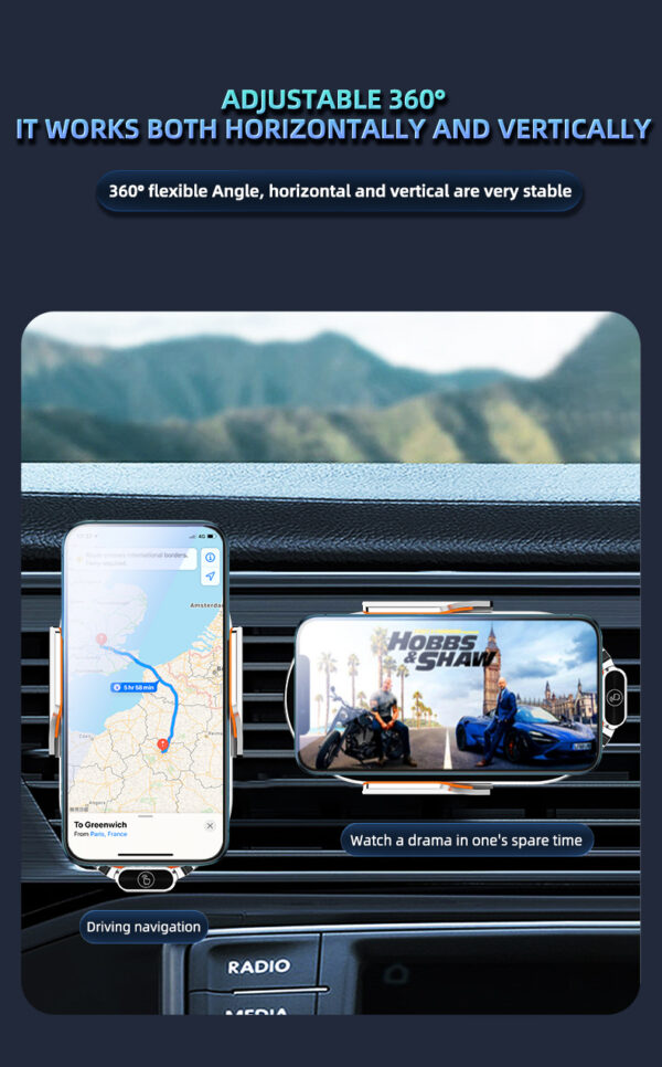 New  Vehicle Perspective Design 15W Car Mobile phone  wireless charging Holder-C13 - Image 10